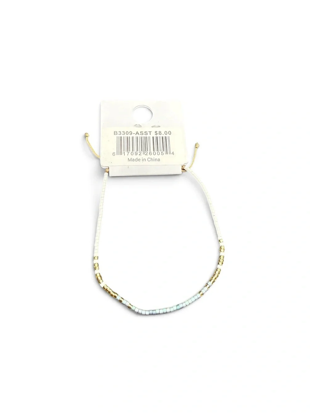 🏷️‼️5/$25🏷️‼️💛Splendid Iris💛Gold,White,& Blue Beaded Adjustable Bracelet/NWT